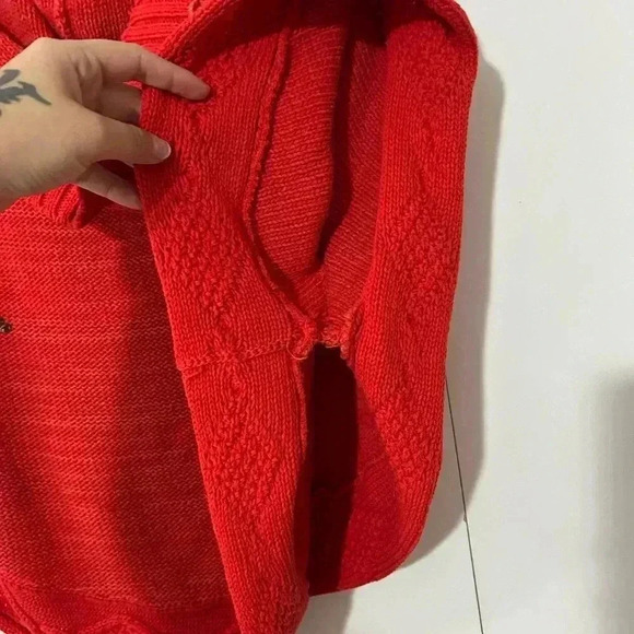 Free people poncho style sweater women’s short sleeve red - Picture 9 of 9